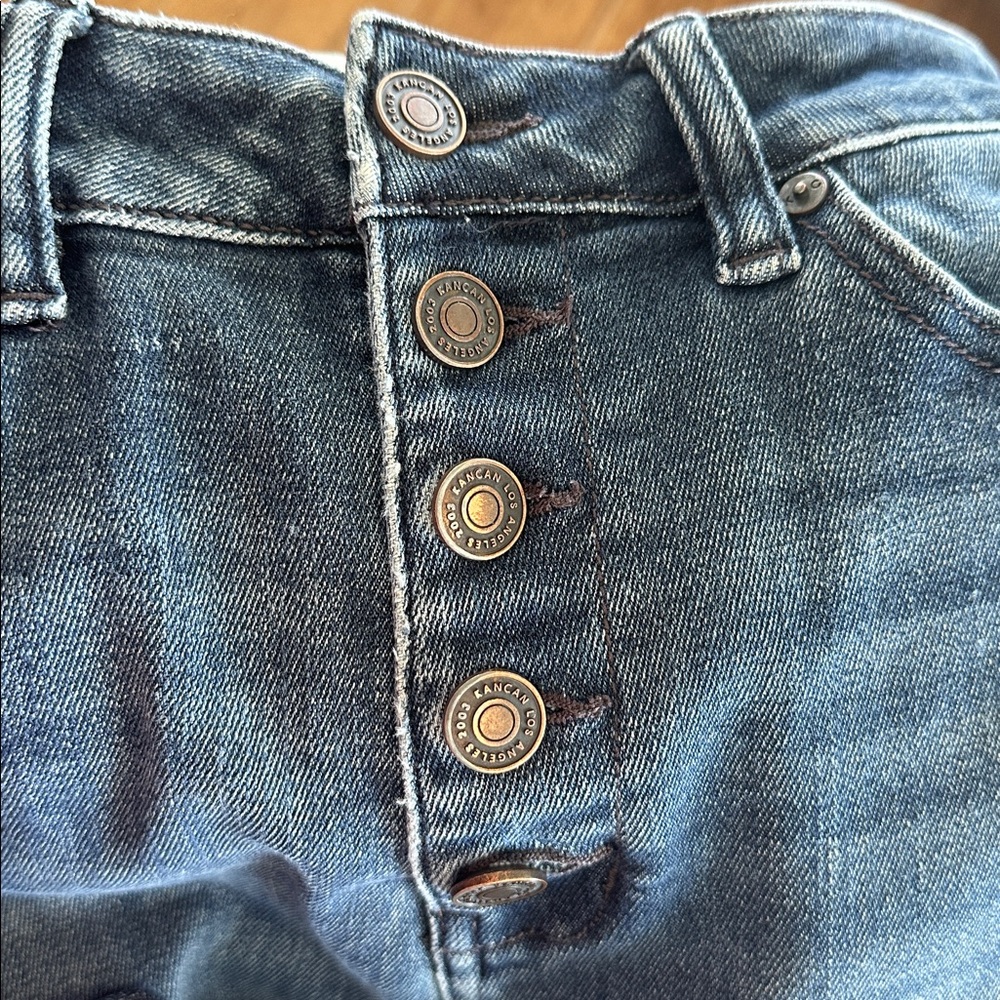 KanCan Dark Blue Button Fly Flare Jeans - Picture 3 of 8